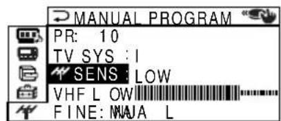 MANUAL PROGRAM PR: 10 TV SYS : I SENS : LOW VHF LOW FINE: MAJA L