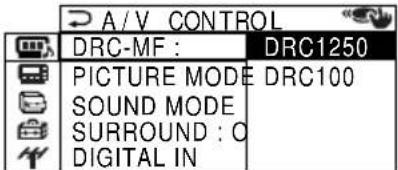 A/V CONTROL DRC-MF : DRC1250 PICTURE MODE DRC100 SOUND MODE SURROUND : O DIGITAL IN