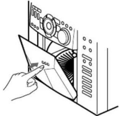 SONY MHC-F150 - Schließen Sie die Frontklappe, indem Sie an der rechten Seite drücken. Achten Sie darauf, dass sie mit einem Klicken einrastet. - 1