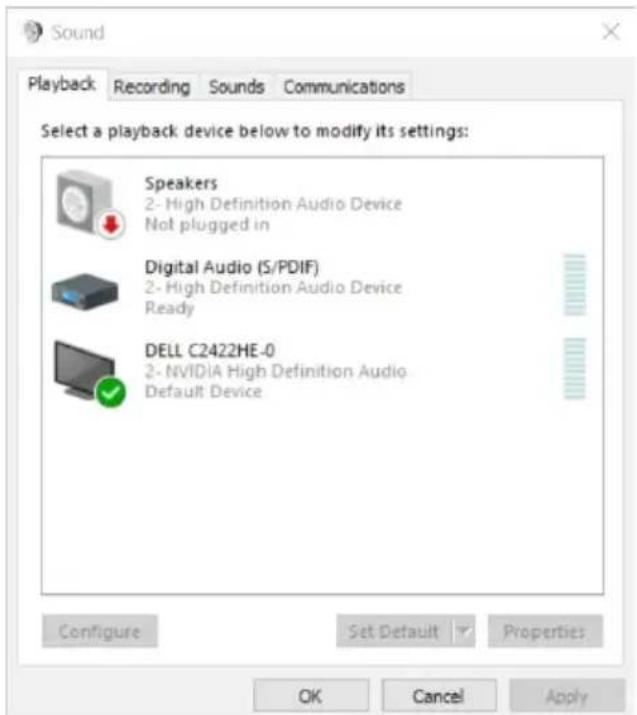 DELL C2422HE - Setting up the monitor speaker as default setting - 3