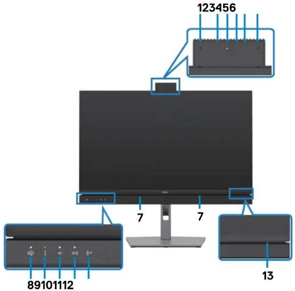 DELL C2422HE - Identifying parts and controls - 1