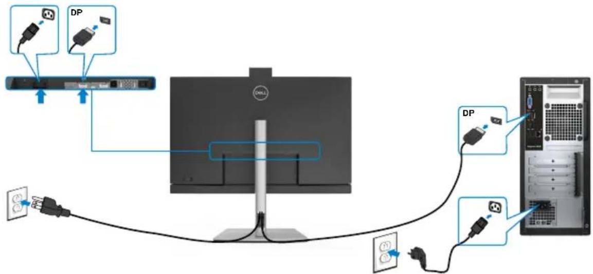 DELL C2422HE - Connecting the DP cable - 1