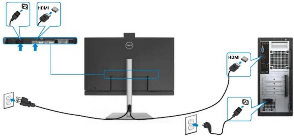 DELL C2422HE - Connecting the HDMI cable (Optional) - 1