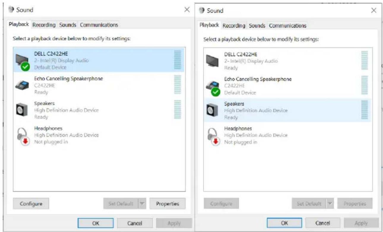 DELL C2422HE - Setting up the monitor speaker as default setting - 7