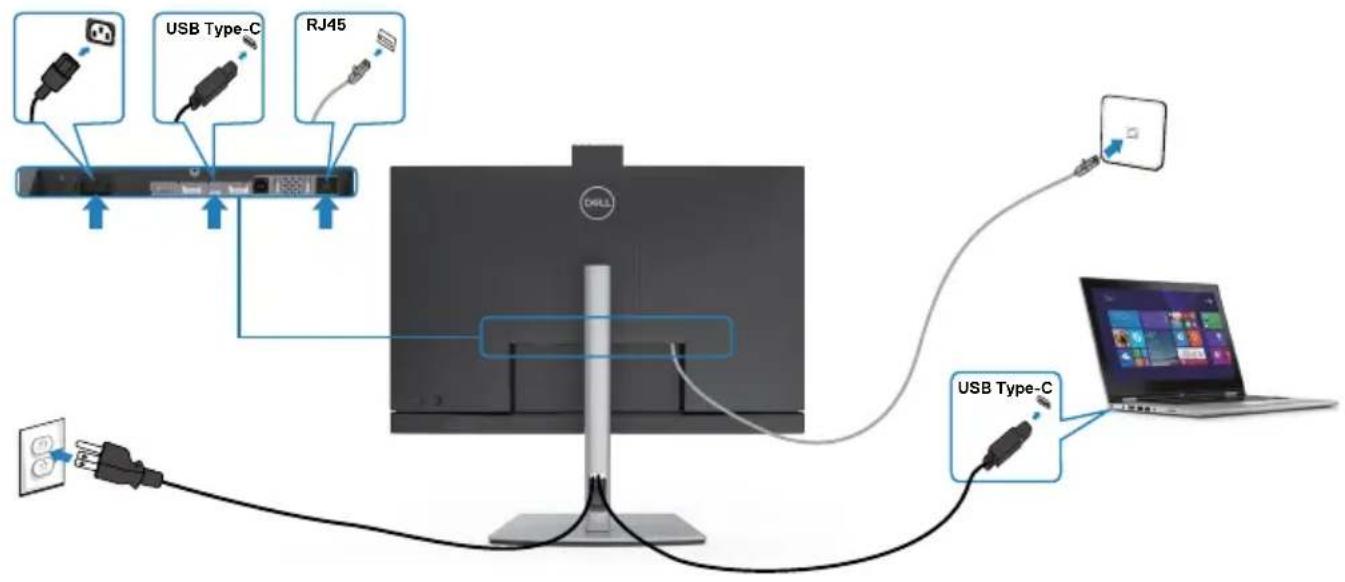 DELL C3422WE - Connecting the monitor for RJ45 Cable (Optional) - 1