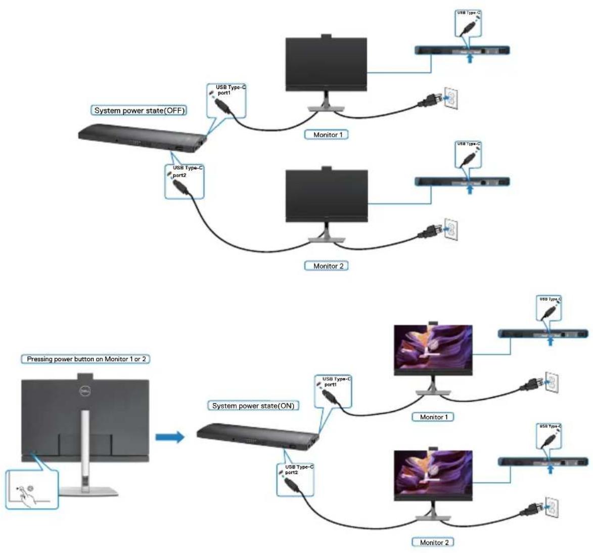 DELL C3422WE - Connecting the monitor for USB-C in DPBS mode - 3
