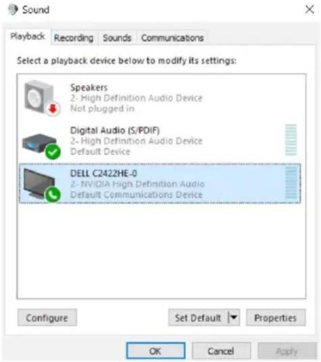 DELL C3422WE - Setting up the monitor speaker as default setting - 4