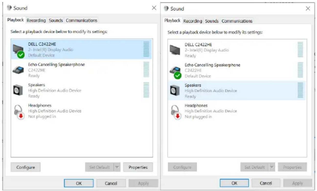 DELL C3422WE - Setting up the monitor speaker as default setting - 7