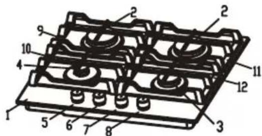 Technical diagram of a mechanical component with numbered parts for identification