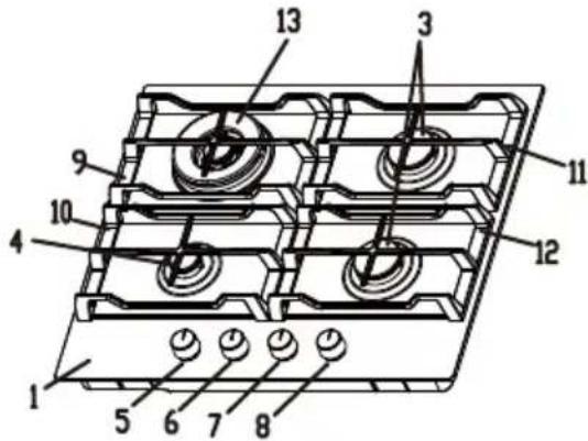 Technical diagram of a multi-chamber electrical connector with numbered components