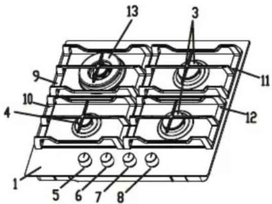 Technical diagram of a multi-chamber electrical connector with numbered components