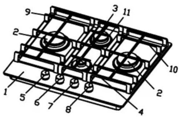 Technical diagram of a mechanical assembly with numbered components for identification