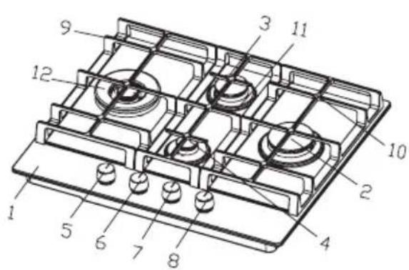 Technical diagram of a mechanical component with numbered parts for identification