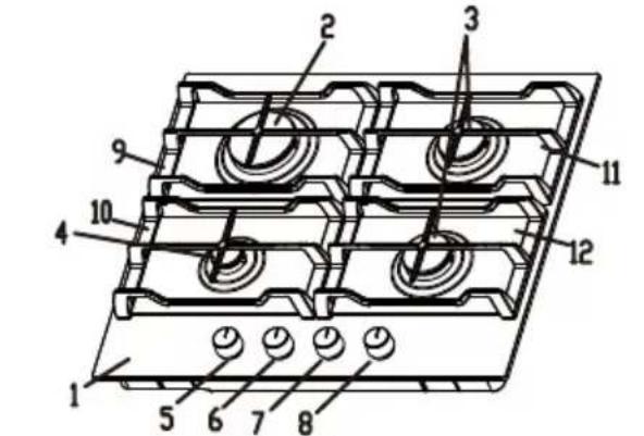 Technical diagram of a multi-layered electronic component with numbered parts and electrical connections
