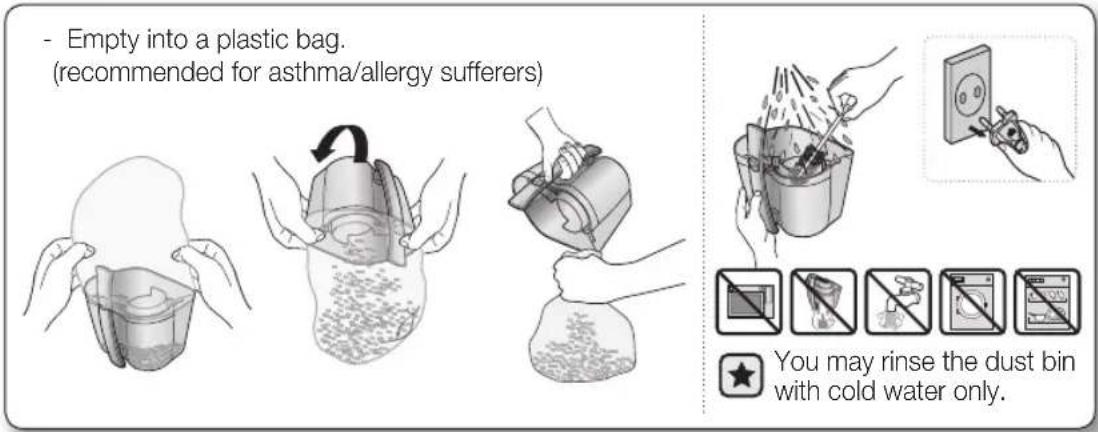 SAMSUNG SC8836 - EMPTYING THE DUST BIN - 2