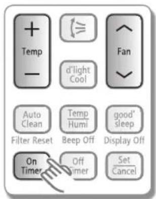 SAMSUNG AQV12PSBAX - Setting the On/Off timer - 1