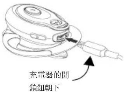 充电器的開鎖鈕朝下