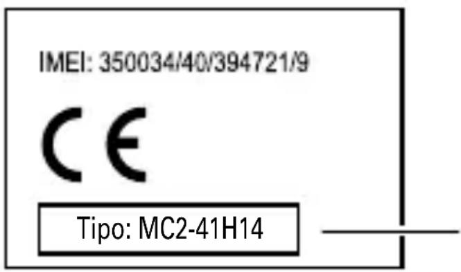 IMEI: 350034/40/394721/9 CE Tipo: MC2-41H14