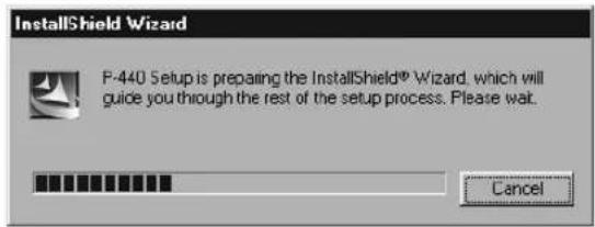 InstallShield Wizard P-440 Setup is preparing the InstallShield® Wizard, which will guide you through the rest of the setup process. Please wait. Cancel