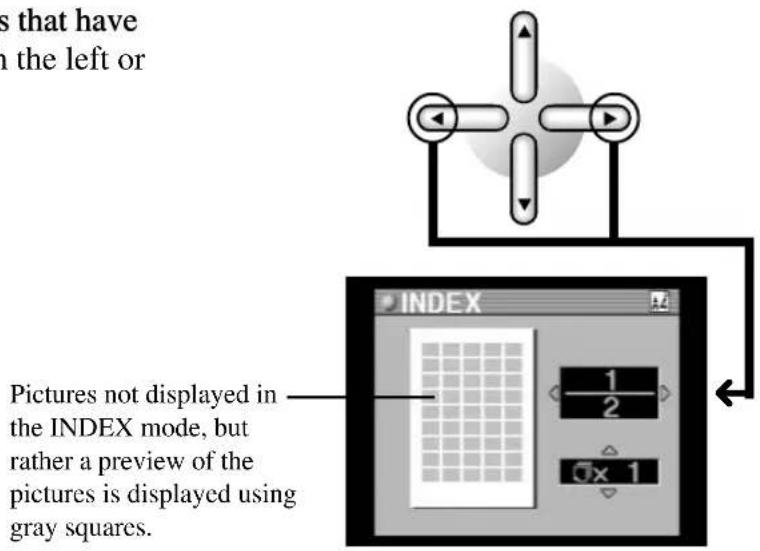 is that have in the left or Pictures not displayed in the INDEX mode, but rather a preview of the pictures is displayed using gray squares.