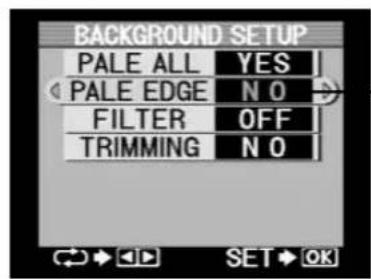 BACKGROUND SETUP PALE ALL YES PALE EDGE N O FILTER OFF TRIMMING N O