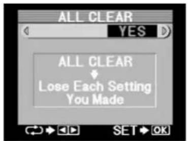 ALL CLEAR ↓ Lose Each Setting You Made