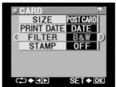 CARD SIZE POST CARD PRINT DATE DATE FILTER B&W STAMP OFF