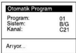 Otomatik Program Program: 01 Sistem: B/G Kanal: C21 Arıyor...