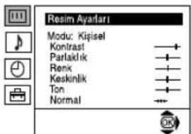 Resim Ayadari Modu: Kişisel Kontrast Parlaklik Renk Keskinlik Ton Normal