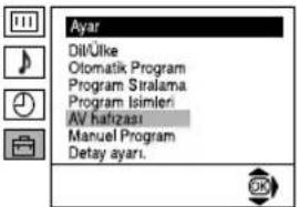 Ayar Dil/Ulke Otomatik Program Program Siralama Program Isimleri AV halızası Manuel Program Detay ayarı.