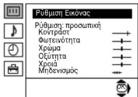 Púbμοη Εικόνας Púbμοη: προσωπική Kovtpaot Φωτενότητα Xpóa Οξύτητα Xpaia Μηδενισμός