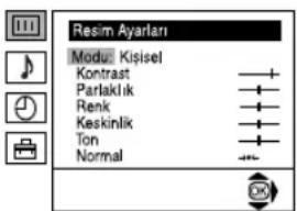 Resim Ayarları Modu: Kişisel Kontrast Parlaklık Renk Keskinlik Ton Normal