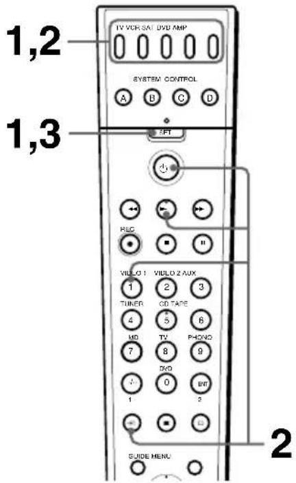 1,2 TV VCR SAT DVD AMP SYSTEM CONTROL A B C D 1,3 REC VILLO 1 VILLO 2 AUX 1 TUNER CD TAPE 4 MD TV PHONO 7 TWO 0 BT 1 2 GUIDE MENU 2