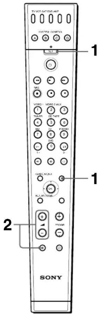 TV VCO SAT DVD AMP SYSTEM CONTROL A B C D 3LI 1 REQ VIDEO 1 VIDEO 2 AUX 1 TUNER CD TAPE 4 MD 5 6 7 BV PHONO DVD 9 + - 0 LY 1- 2- GUIDO MUNJ CX H.L.H.V.FOURS PROGR SONY 1 2