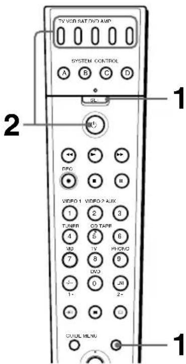 TV VCD SAT DVD AMP SYSTEM CONTROL A B C D SL 1 2 DPO H VIDEO 1 VIDEO 2 AUX 1 2 3 TUNER CD TAPE 4 5 6 MD TV PHONO 7 8 9 DVD 0 JMI 1- 2- CUID MLNU 1