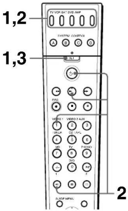 TV VCR SAT DVD AMP SYSTEM CONTROL A B C D SL1 1,2 1,3 RIO VIDEO 1 VIDEO 2 AUX 1 2 3 URLR CD /APL 4 5 6 MD TV PHOND 7 8 9 TWO ÷ 0 RT 1 2 SUDIF MFNU 2