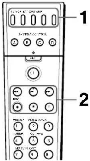 TV VCR SAT DVD AMP SYSTEM CONTROL A B C D SL1 RPO VIDEO 1 VIDEO 2 AUX 1 2 3 TUNER CD TAPE 4 5 6 HD TV PHONE 7 8 9