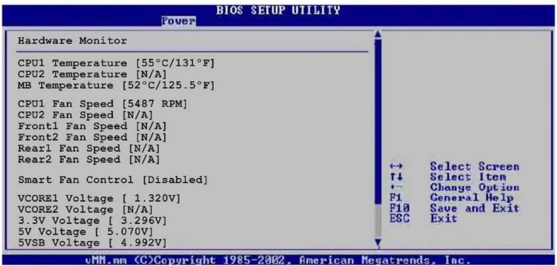 BIOS-SETUP-Dienstprogramm Energie Hardware-Monitor CPU1-Temperatur [55°C/131°F] CPU2-Temperatur [N/A] Mainboard-Temperatur [52°C/125,5°F] CPU1-Lüfterdrehzahl [5487 U/min] CPU2-Lüfterdrehzahl [N/A] Front1-Lüfterdrehzahl [N/A] Front2-Lüfterdrehzahl [N/A] Rear1-Lüfterdrehzahl [N/A] Rear2-Lüfterdrehzahl…