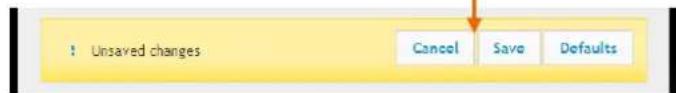 Unsaved changes Cancel Save Defaults