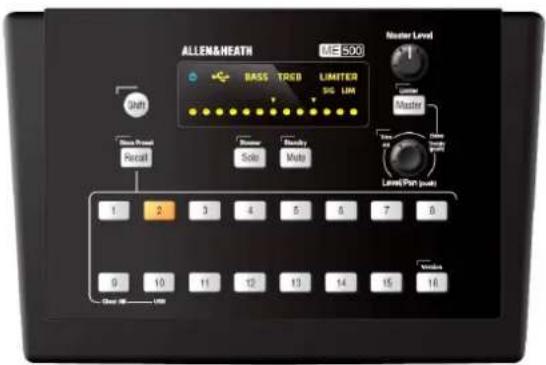 ALLEN&HEATH ME 500 Master Level BASS TRGB LIMITER SIG LIM Unit Master Pencil Rscall Base Sole Audio Web Lared Pin (peak) 1 2 3 4 5 6 7 8 9 10 11 12 13 14 15 16 Window