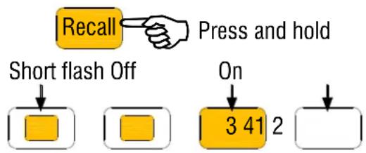 Recall Press and hold Short flash Off On 3 41 2