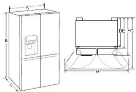 LG GS-L668PNL - Dimensions and Clearances - 1