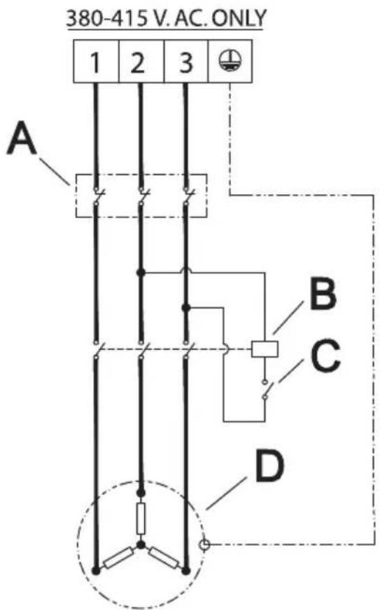 380-415 V. AC. ONLY 1 2 3 A B C D