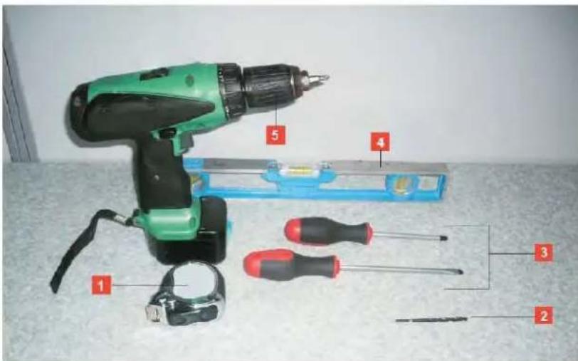 Labeled photo of a green electric drill with numbered parts for assembly or repair reference.
