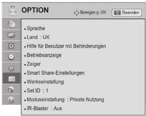 LG 55LW551C - Einstellungen im Menü OPTION - 1