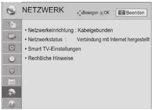 LG 42LW551C - Einstellungen im Menü NETZWERK - 1