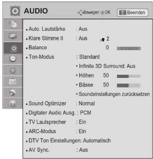 LG 42LW551C - Einstellungen im Menü AUDIO - 1