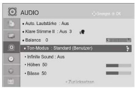 LG 42LD320B - ANPASSUNG DER TONEINSTELLUNG - BENUTZERMODUS - 1
