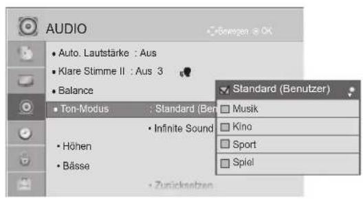 LG 42LD320B - ANPASSUNG DER TONEINSTELLUNG - BENUTZERMODUS - 3