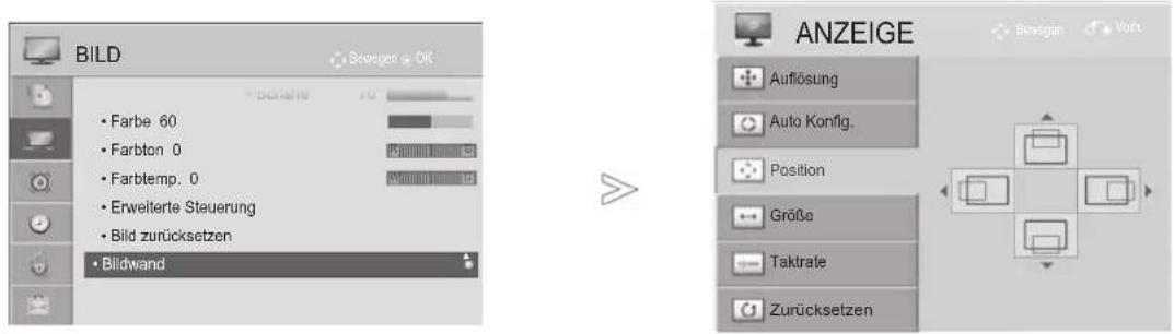 LG 37LD322H - Position, Größe und Taktrate des Bildes anpassen - 1
